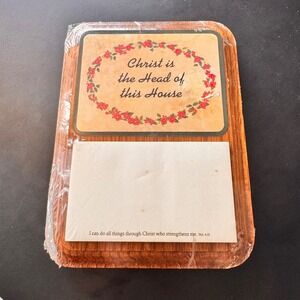 NEW Sealed Dicksons Wooden Memo Pad‎ Holder Christ is the Head of this House